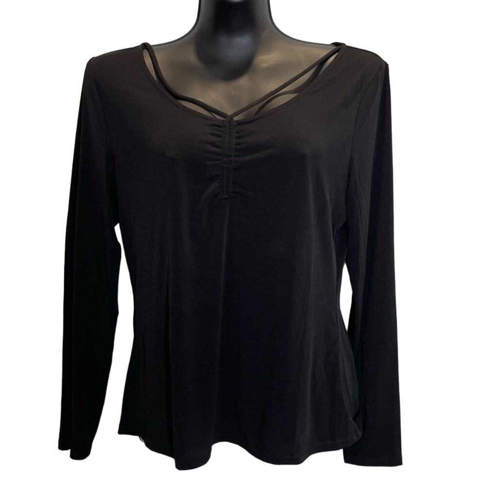The General Good Black Long Sleeve Shirt with Cinched Bust - Size Medium